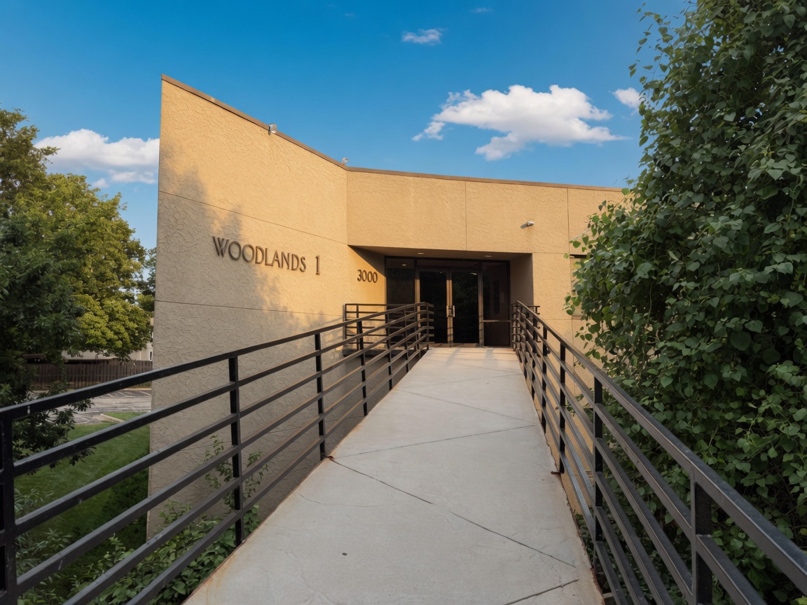 Approach ramp to the main doors of Woodlands One