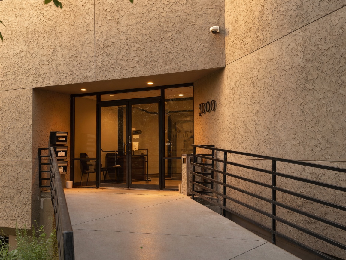 Glass entry doors and the 3000 address numerals